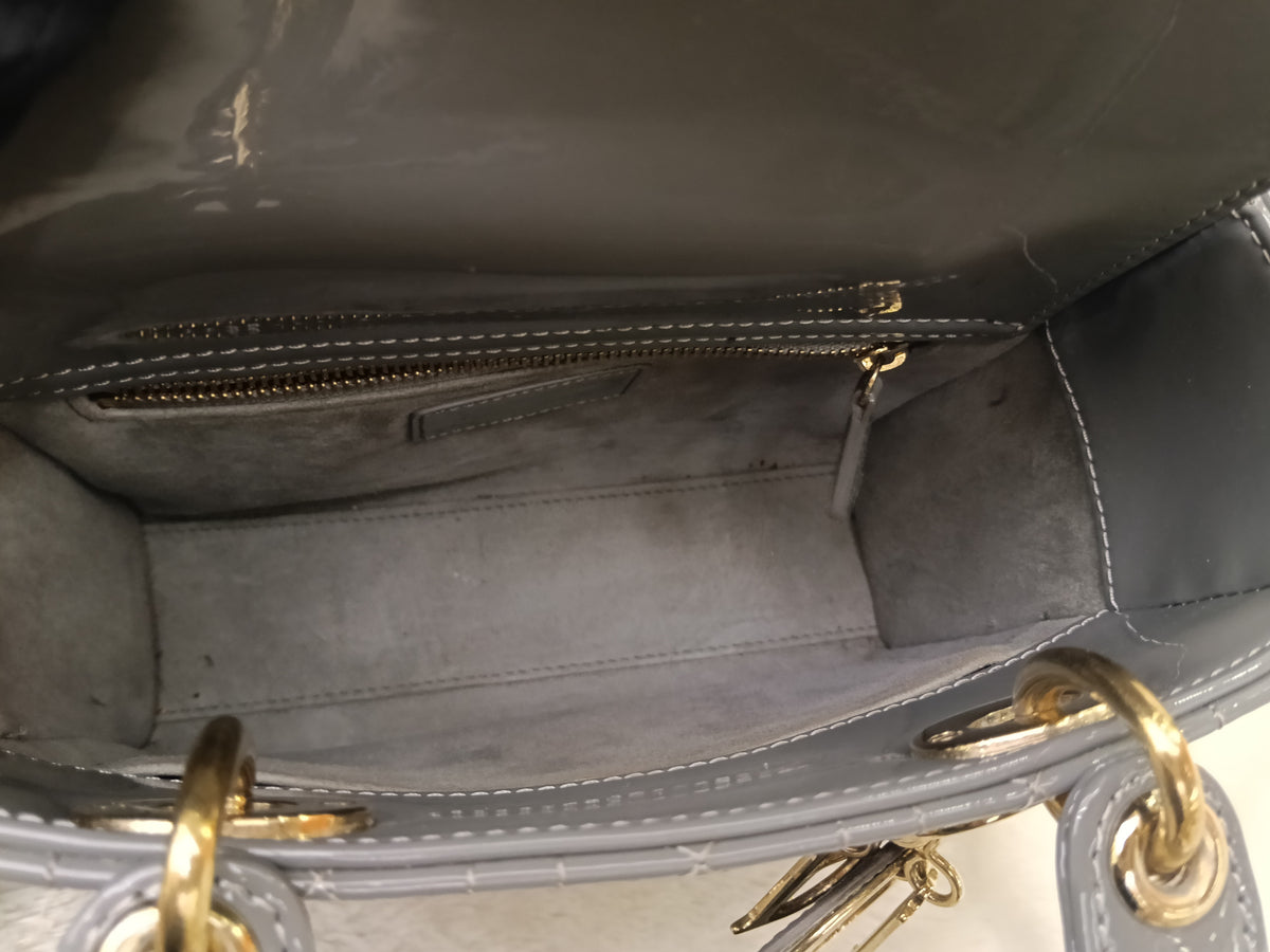 Lady Dior Small Patent Grey GHW 2021