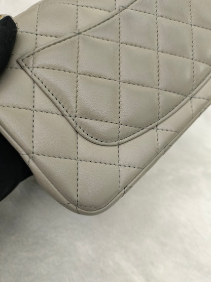 Chanel Mini Rectangular Lamb Light Grey LGHW (CHIP)