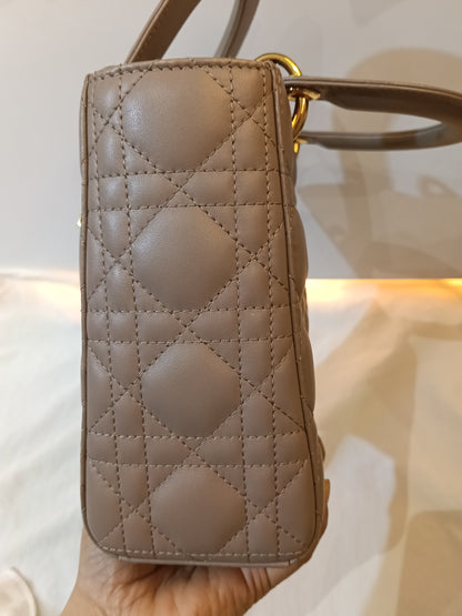 Lady Dior Small Lamb Taupe GHW 2016