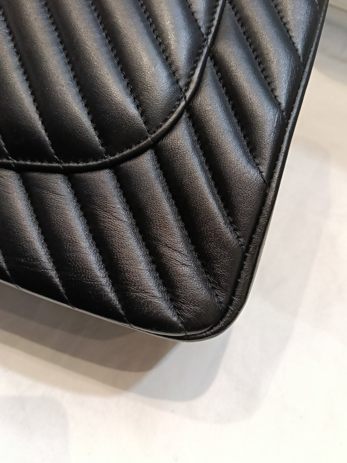 Chanel Jumbo Chevron Lamb Black GHW DF #27