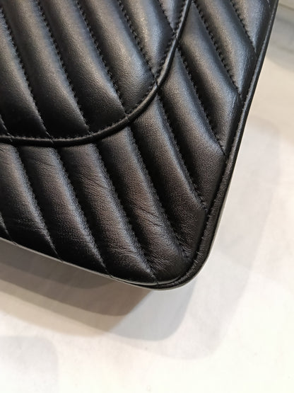 Chanel Jumbo Chevron Lamb Black GHW DF #27