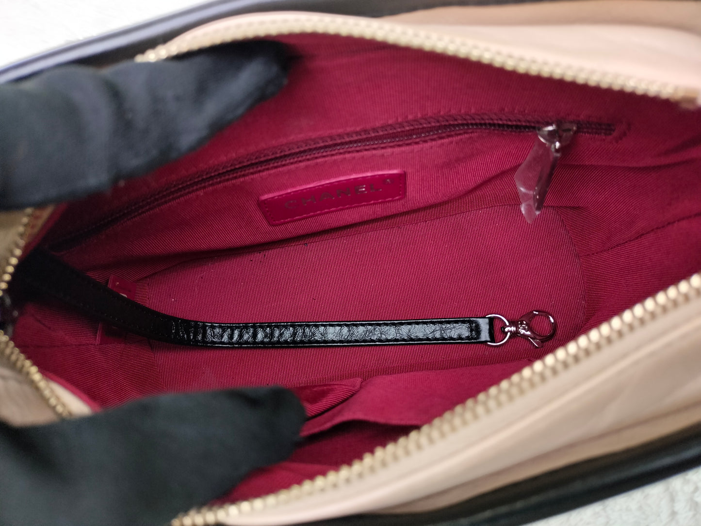 Chanel Gabrielle Small Calfskin Beige Black #26