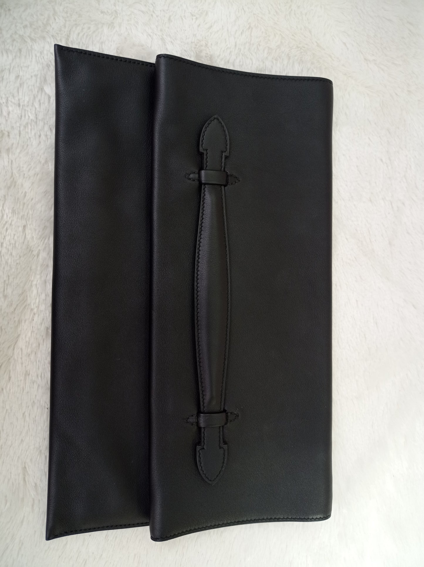 Hermes Plit Plat Clutch Evercolour Black #A