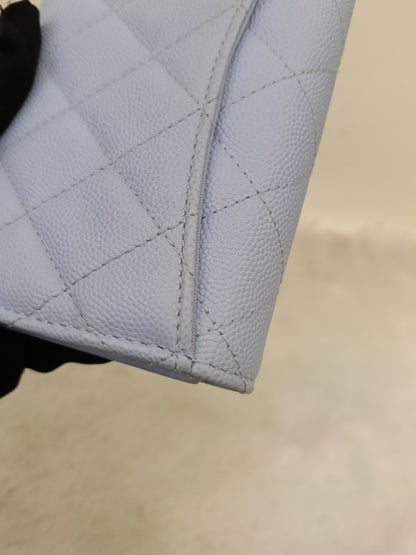Chanel Trifold Wallet Caviar Light Blue LGHW (CHIP)
