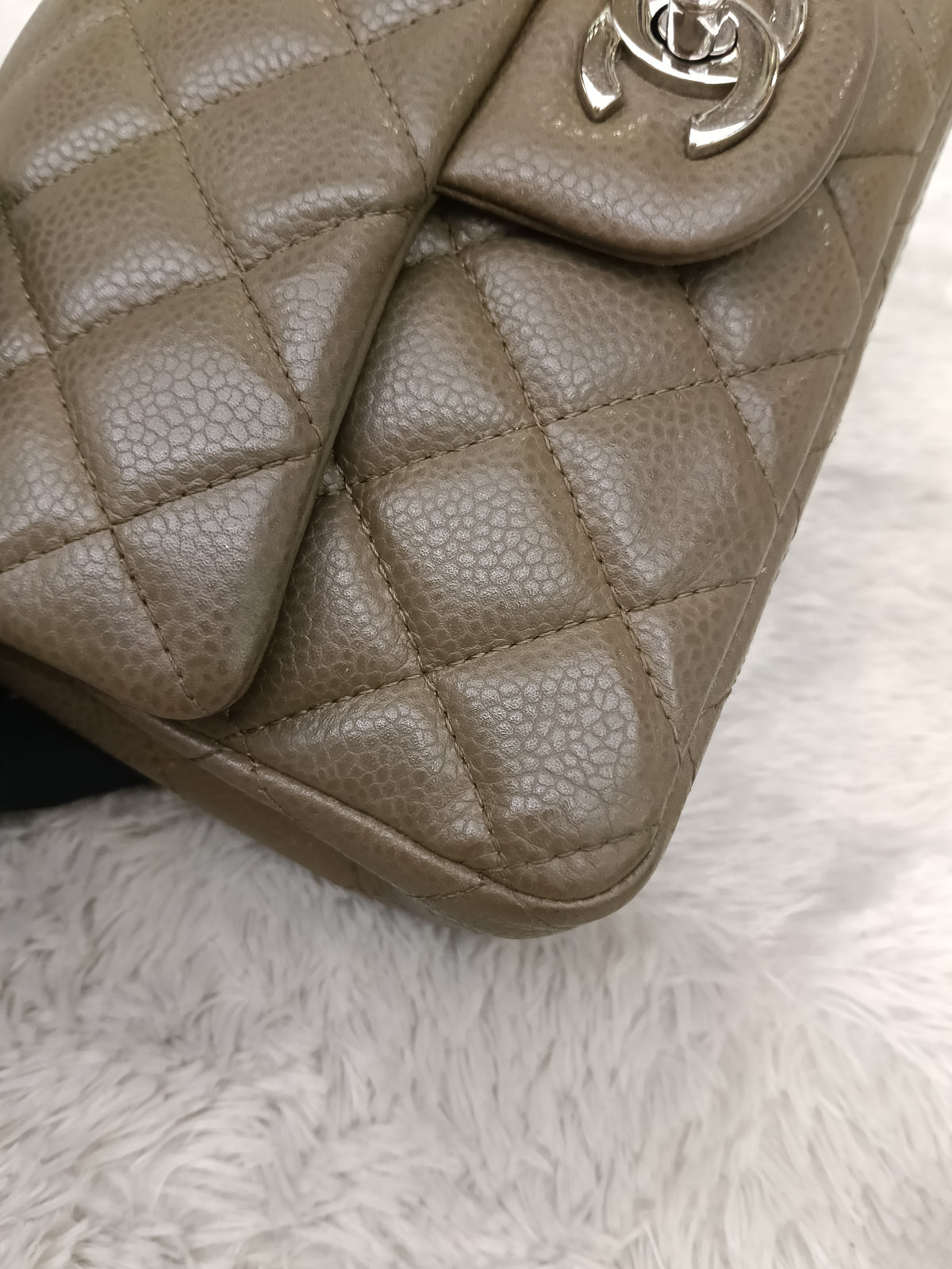 Chanel Mini Rectangular Caviar Khaki SHW SF #17