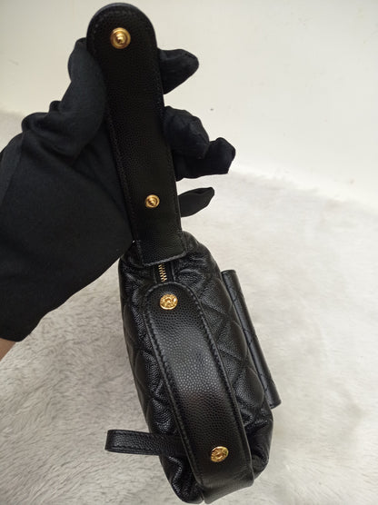 Chanel Polly Pocket Pouch Hobo Caviar Black GHW (CHIP)