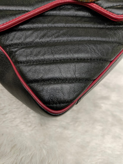 Gucci Marmont Top Handle Medium Black Red GHW