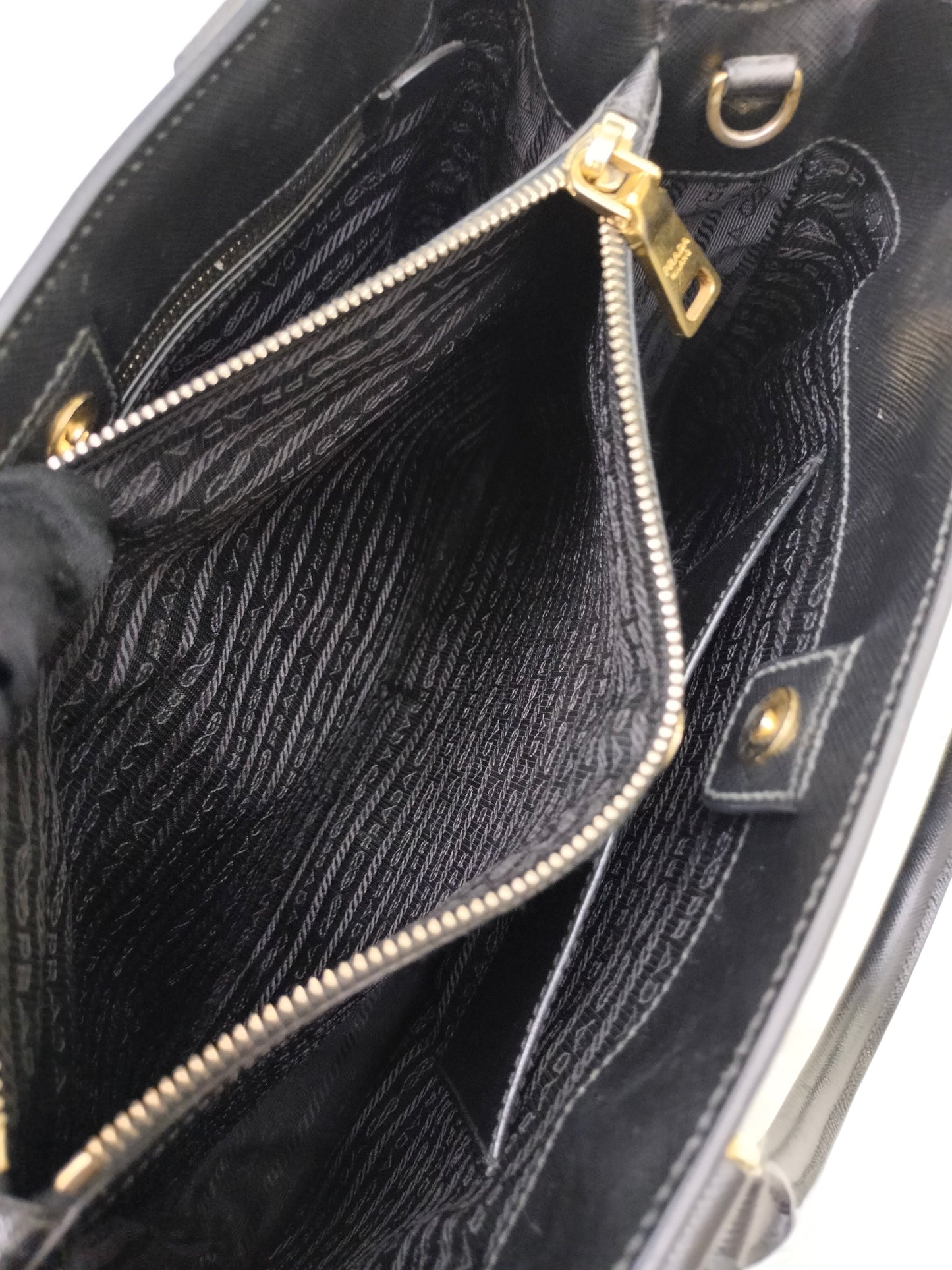 Prada Saffiano Lux Nero 33cm Double Zip GHW