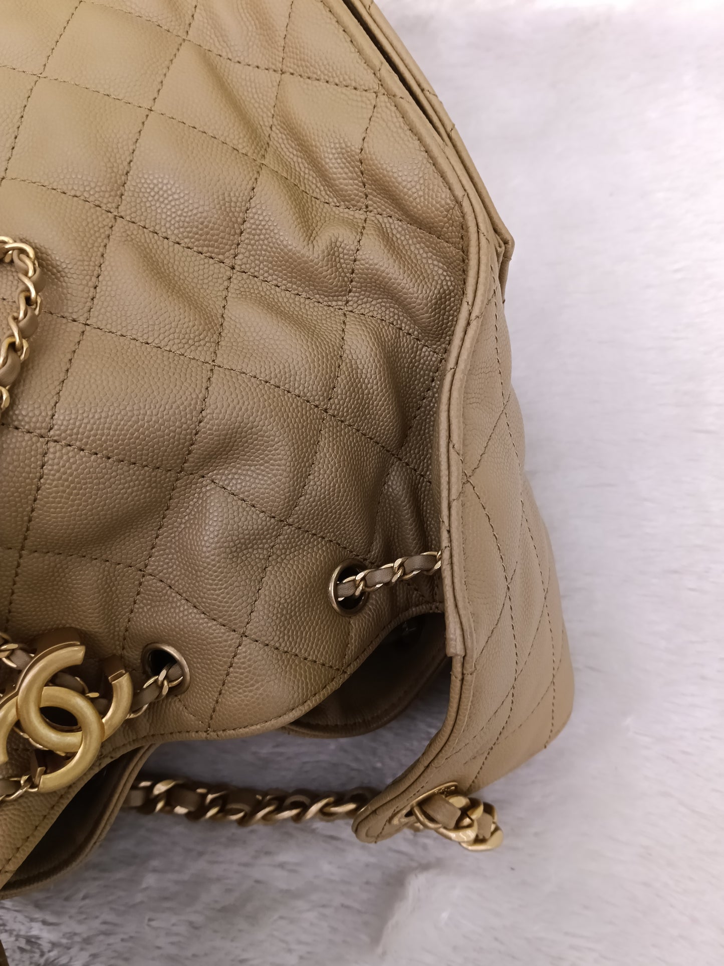 Chanel C25 Medium Caviar Dark Beige GHW (CHIP)