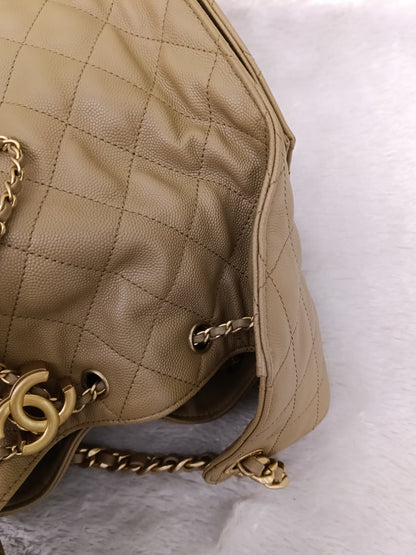 Chanel C25 Medium Caviar Dark Beige GHW (CHIP)
