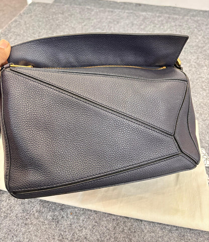 Loewe Puzzle Small Grained Navy Black GHW 2018