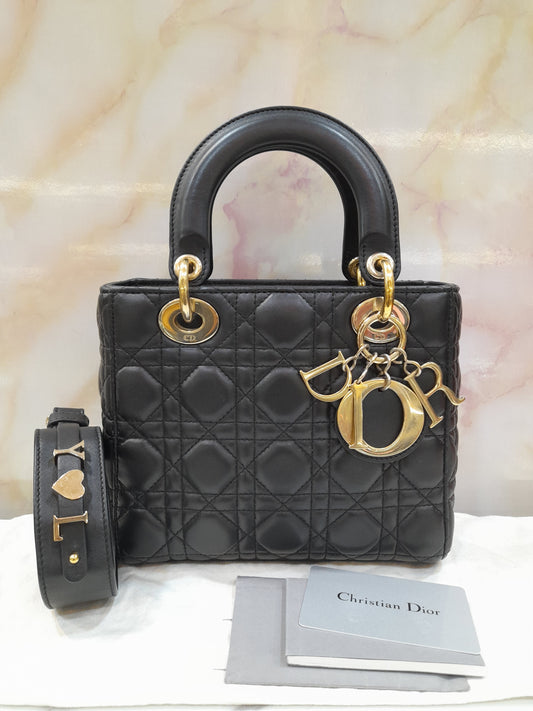 Lady Dior Small Black Lamb GHW 2019   Size 20x17x8cm