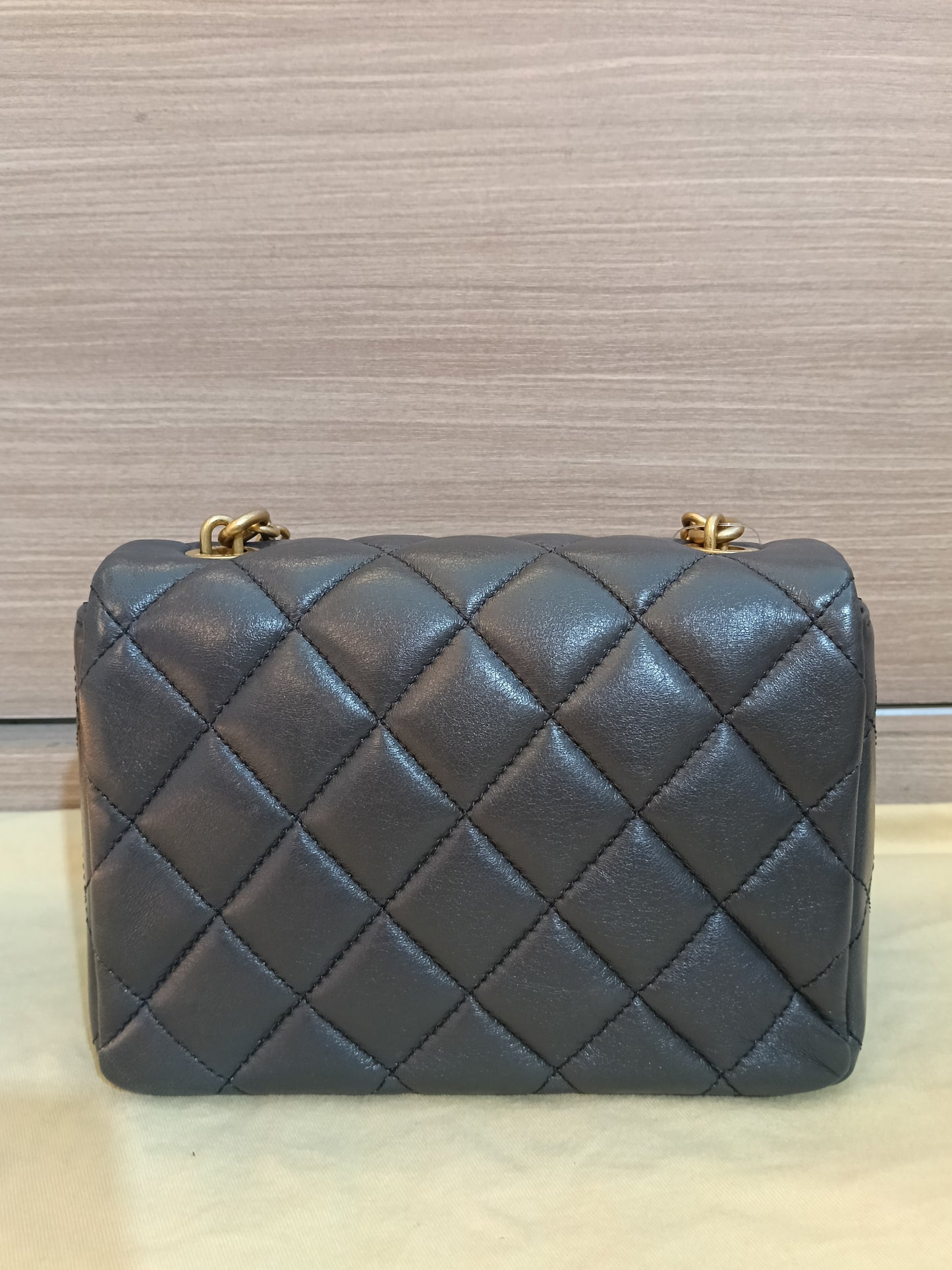 Chanel Seasonal Mini Flap Crush on Chain Calfskin Grey GHW (CHIP)