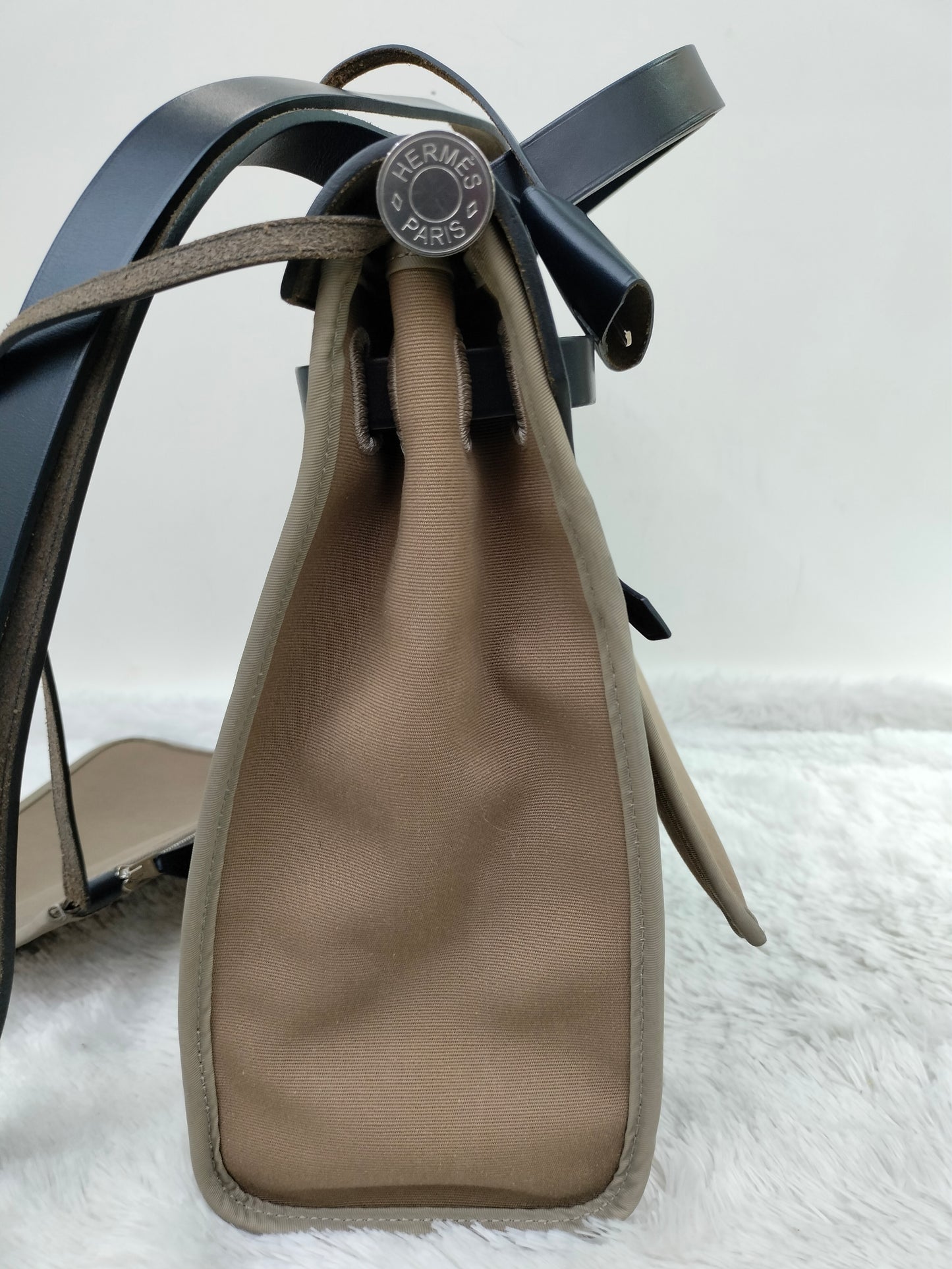 HB31 Zip Canvas Etoupe Flap Bleu Indigo PHW #C