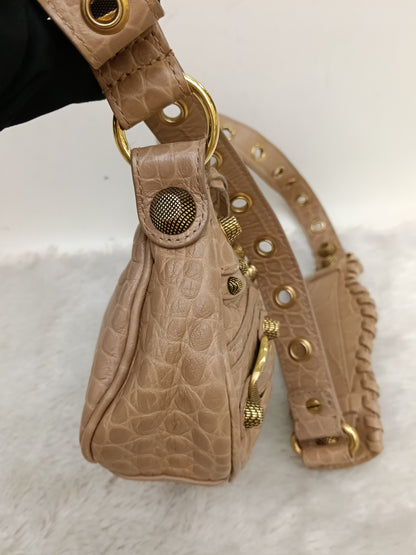 Balenciaga Le Cagole XS Croco Embossed Nude RGHW 2023