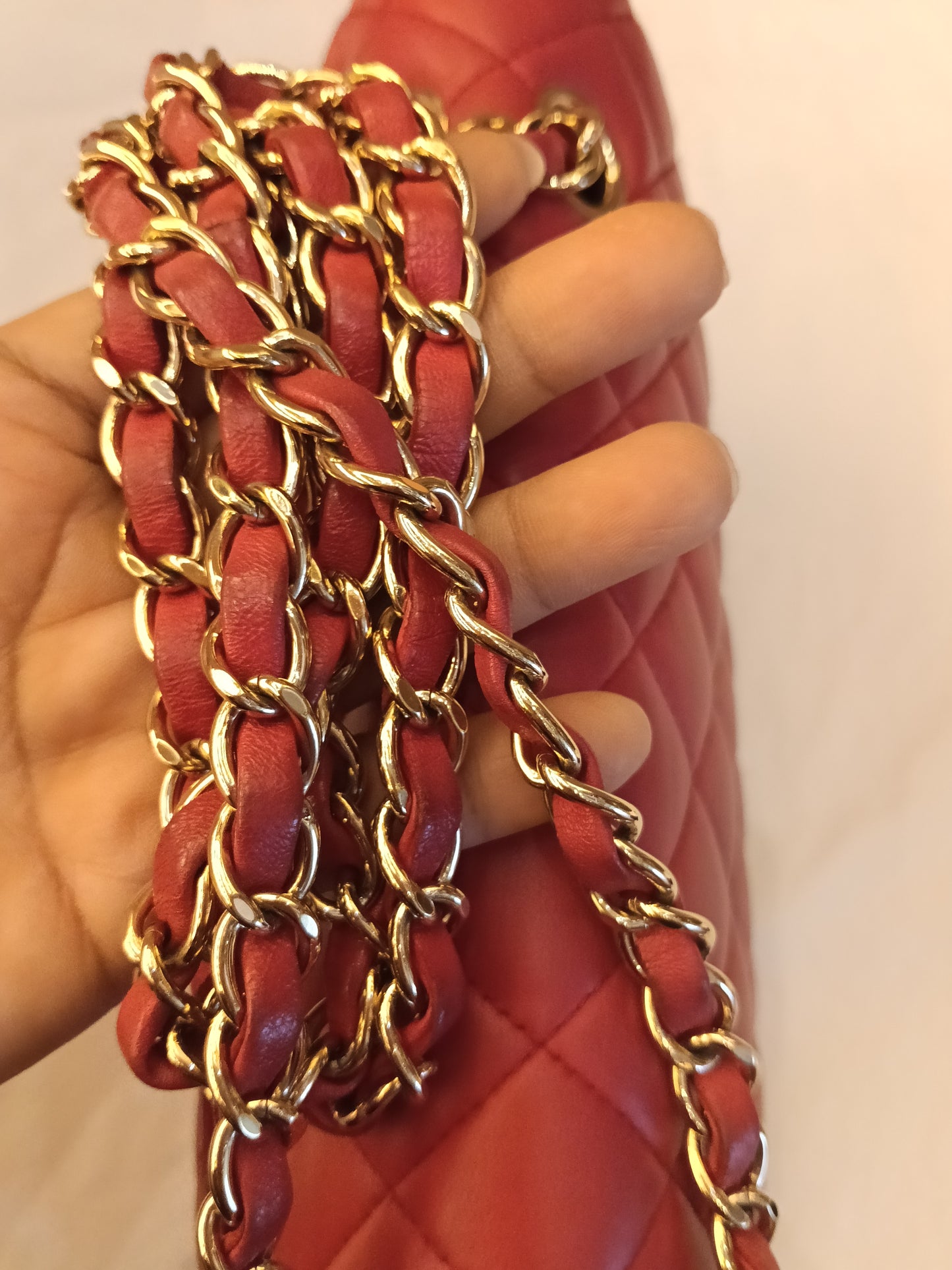 Chanel Medium Lamb Red GHW DF #22