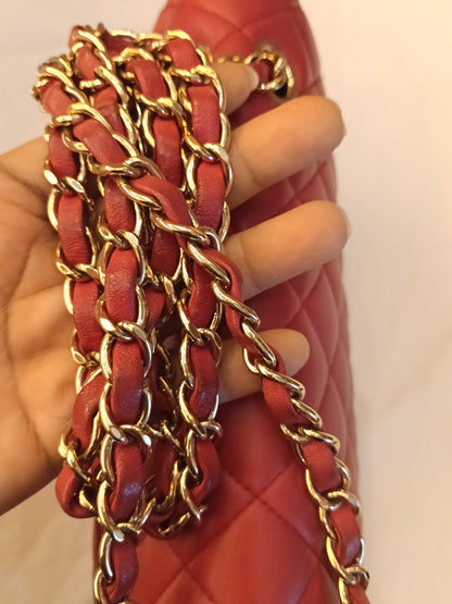 Chanel Medium Lamb Red GHW DF #22