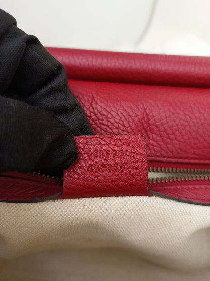 Gucci Top Handle Medium Marmont Grained Red GHW