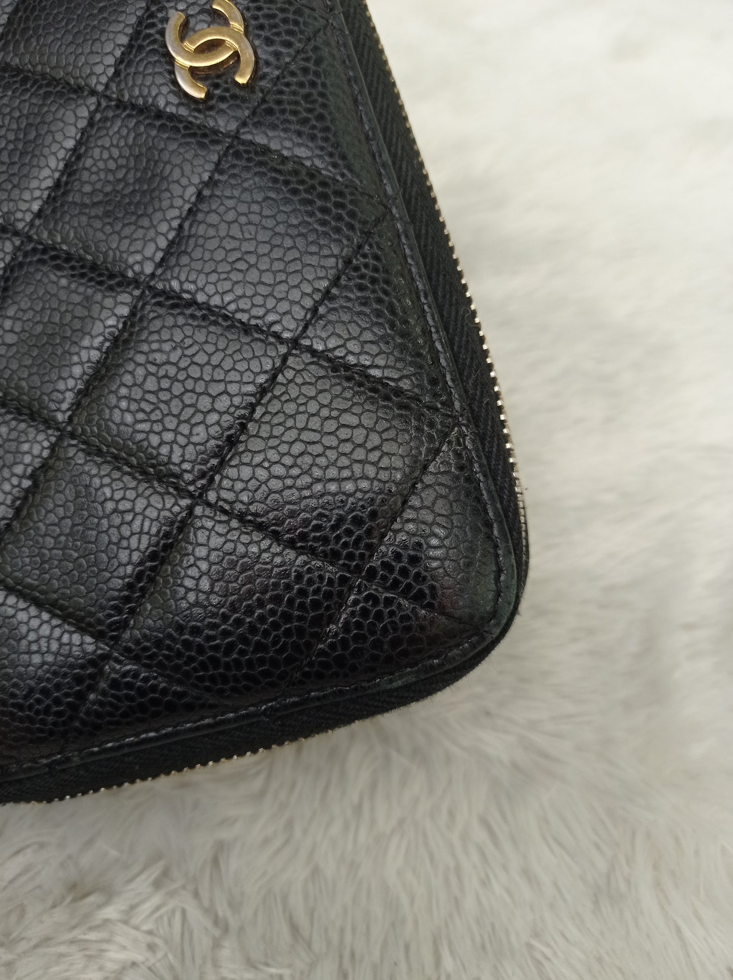 Chanel Zip Around Wallet Caviar Black GHW #17
