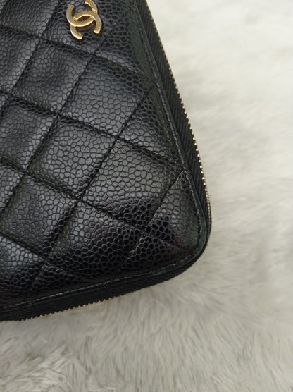 Chanel Zip Around Wallet Caviar Black GHW #17
