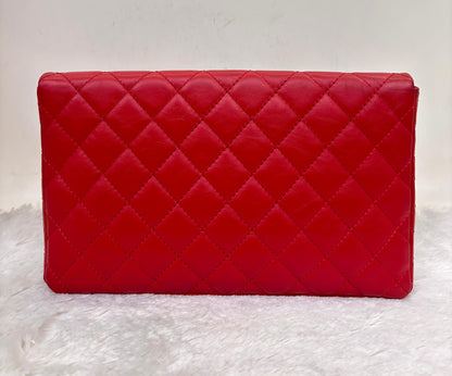 Chanel 2.55 Reissue Fold Over Clutch Calfskin Red GHW #26