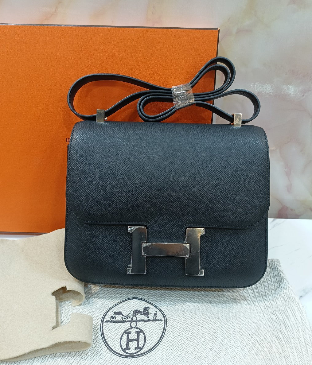 Hermes Constance 24 Epsom Noir PHW #D