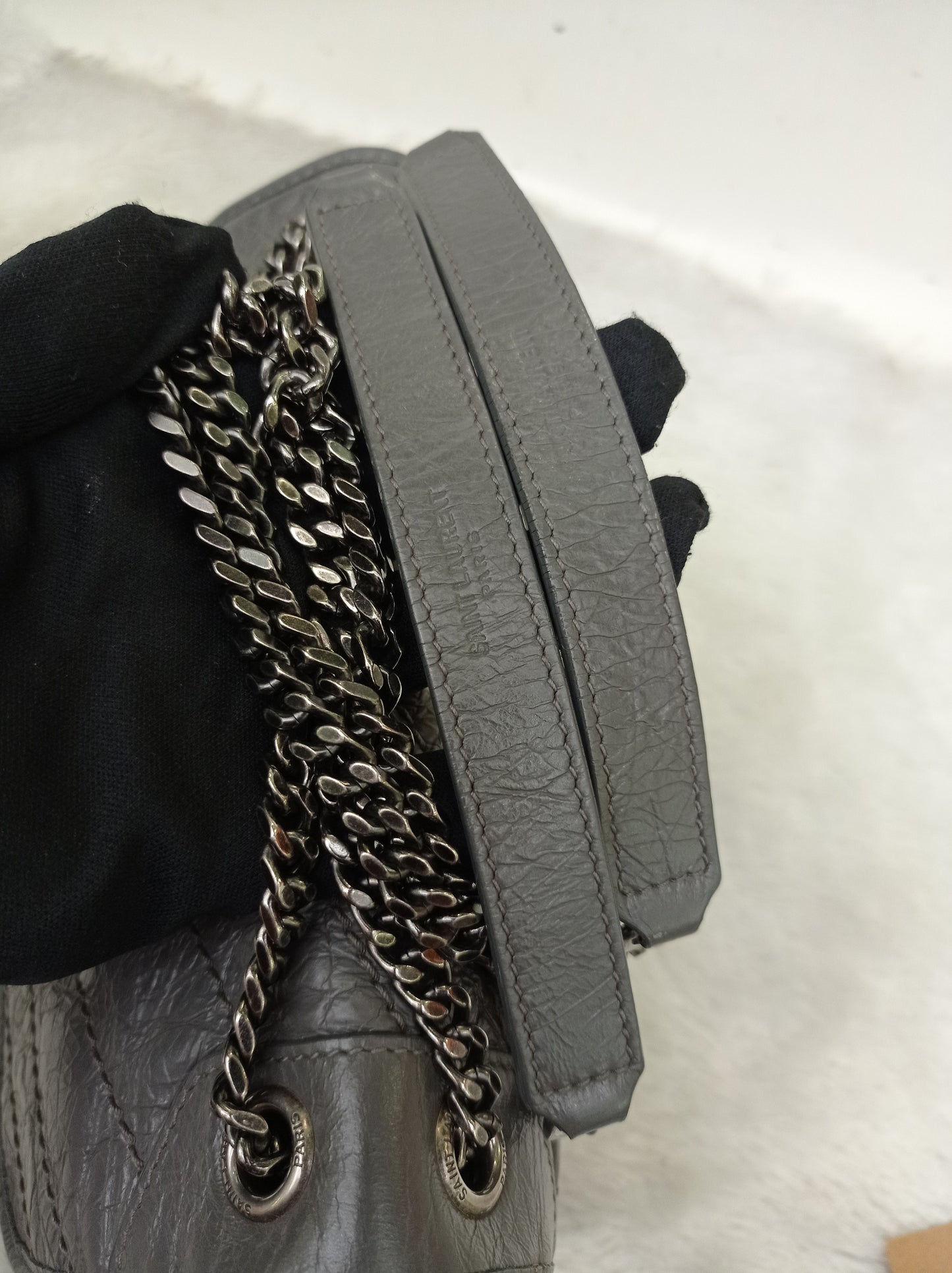 YsL Niki Baby Calfskin Grey RHW 2018