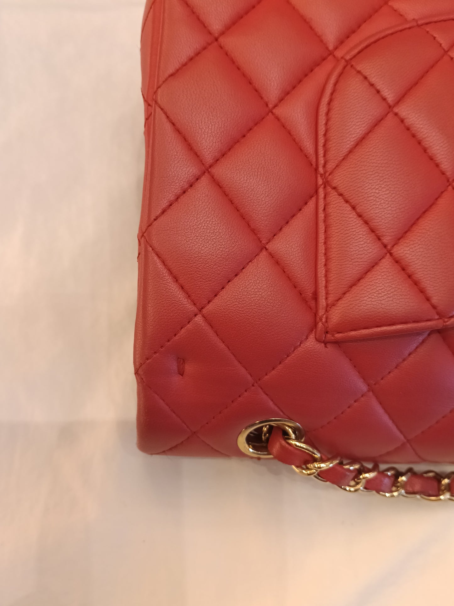 Chanel Medium Lamb Red GHW DF #22