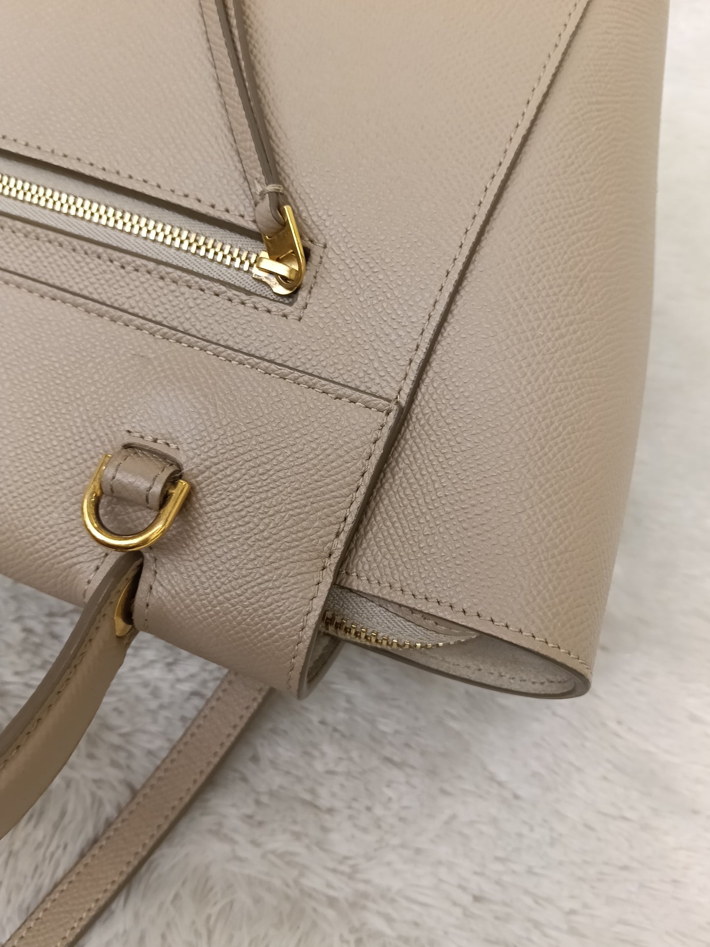 Celine Micro Belt Grained Light Taupe GHW 2021