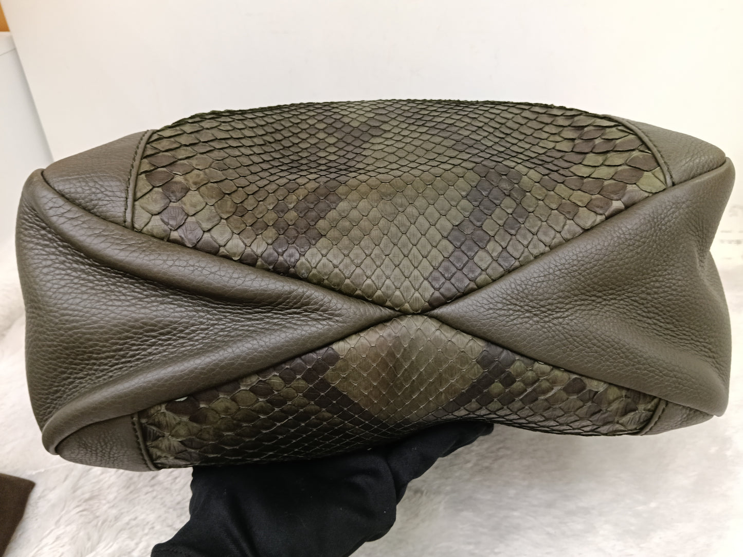 Gucci Tote Greenwich Medium Python Khaki GHW