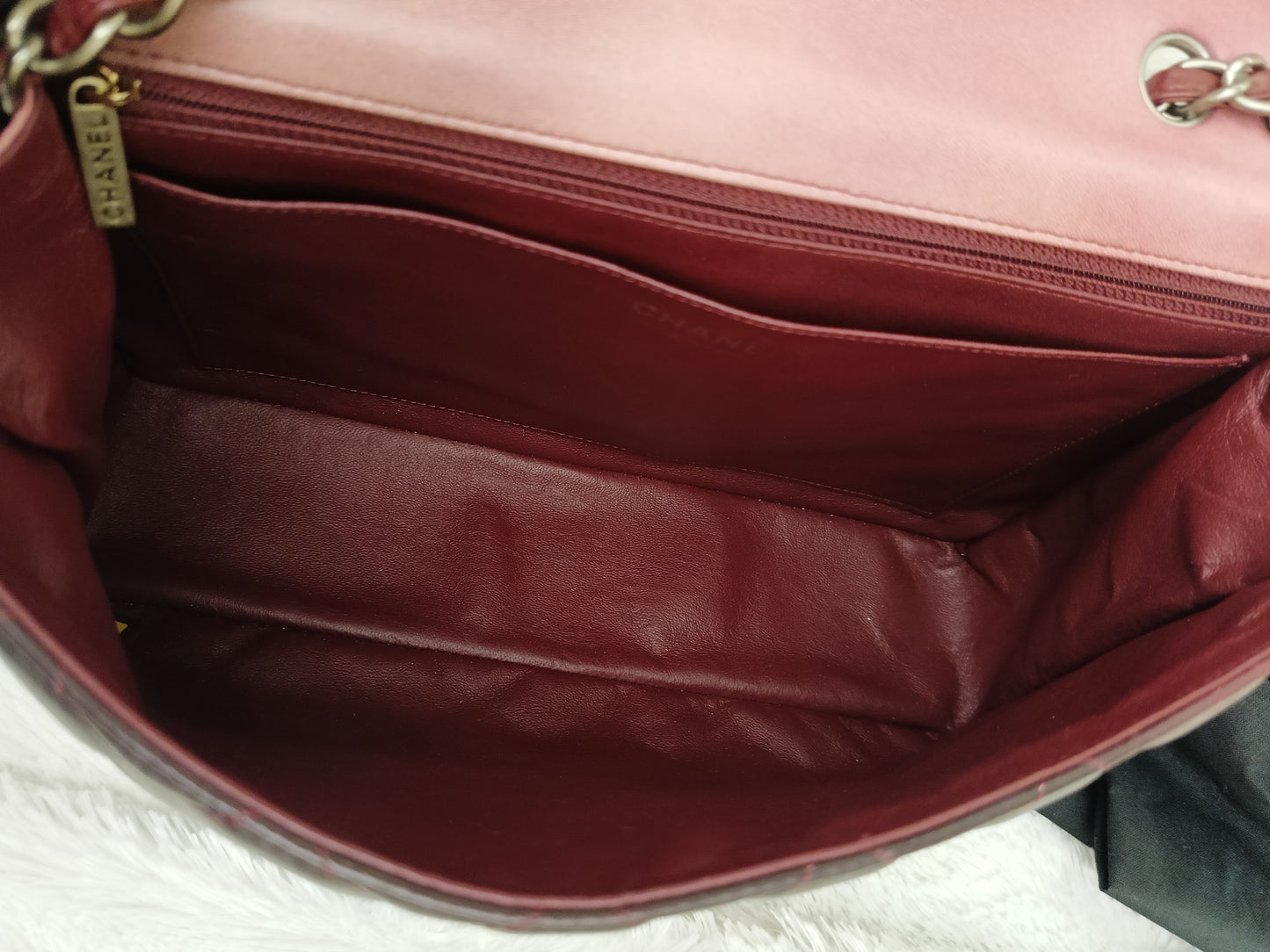 Chanel Jumbo Lamb Bordeaux Dark Red Ombre Pink RGHW SF #13