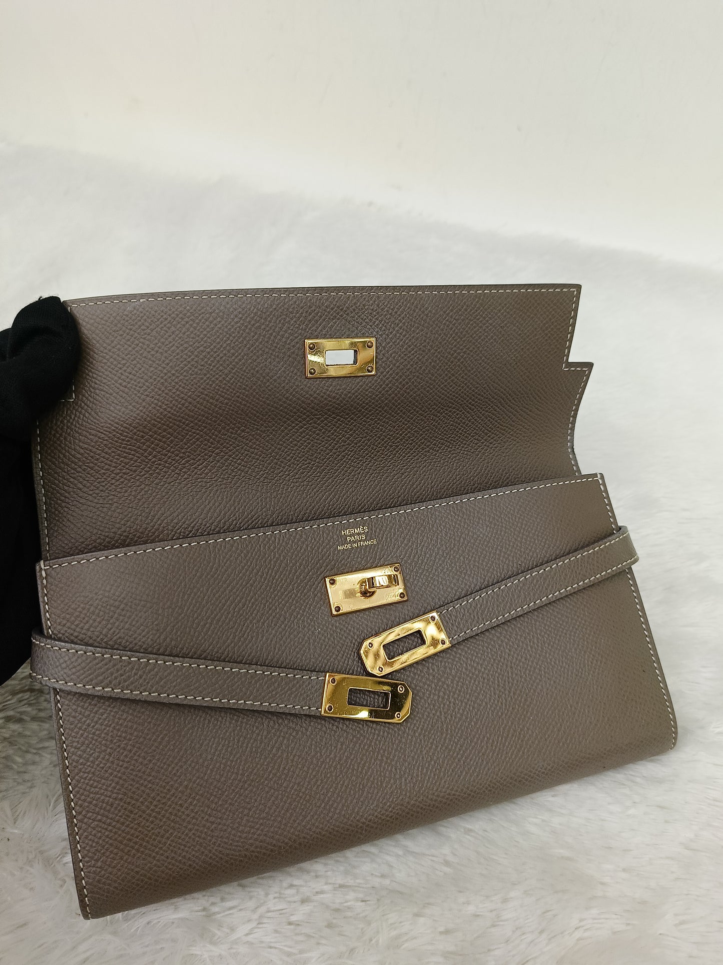 Hermes Kelly Wallet Epsom Etoupe GHW #D