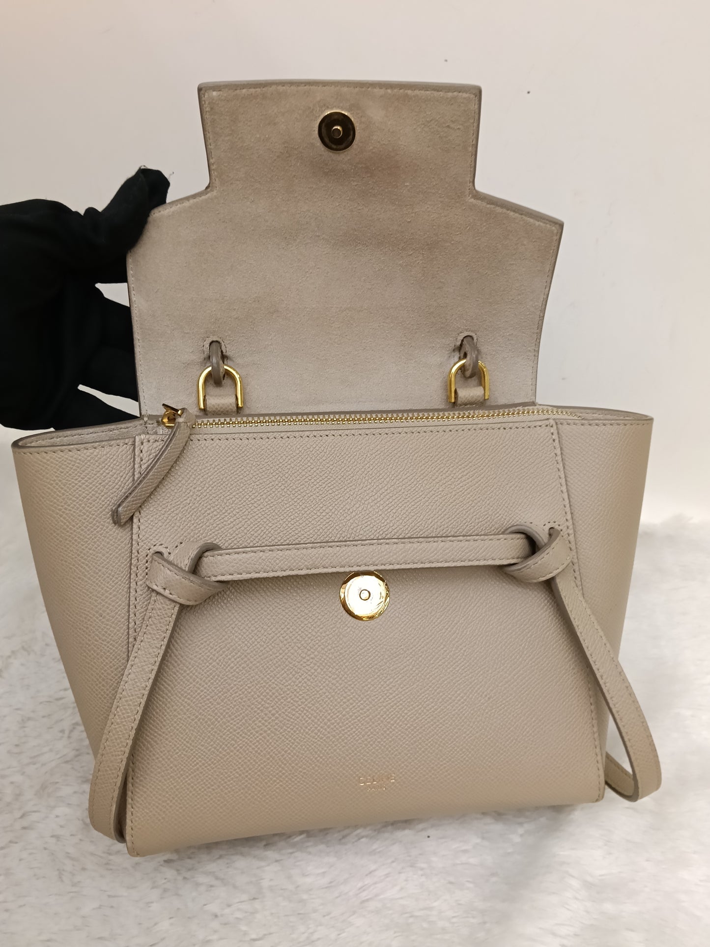 Celine Nano Belt Grained Light Taupe GHW 2018