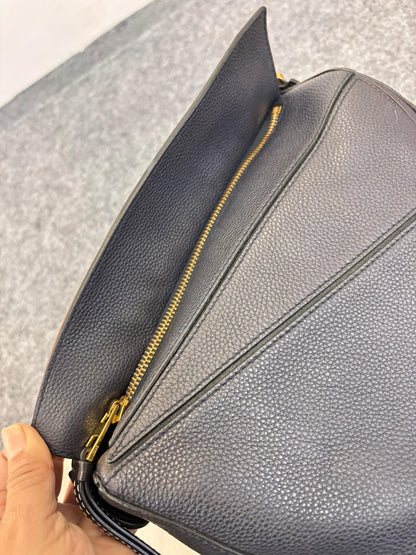 Loewe Puzzle Small Grained Navy Black GHW 2018