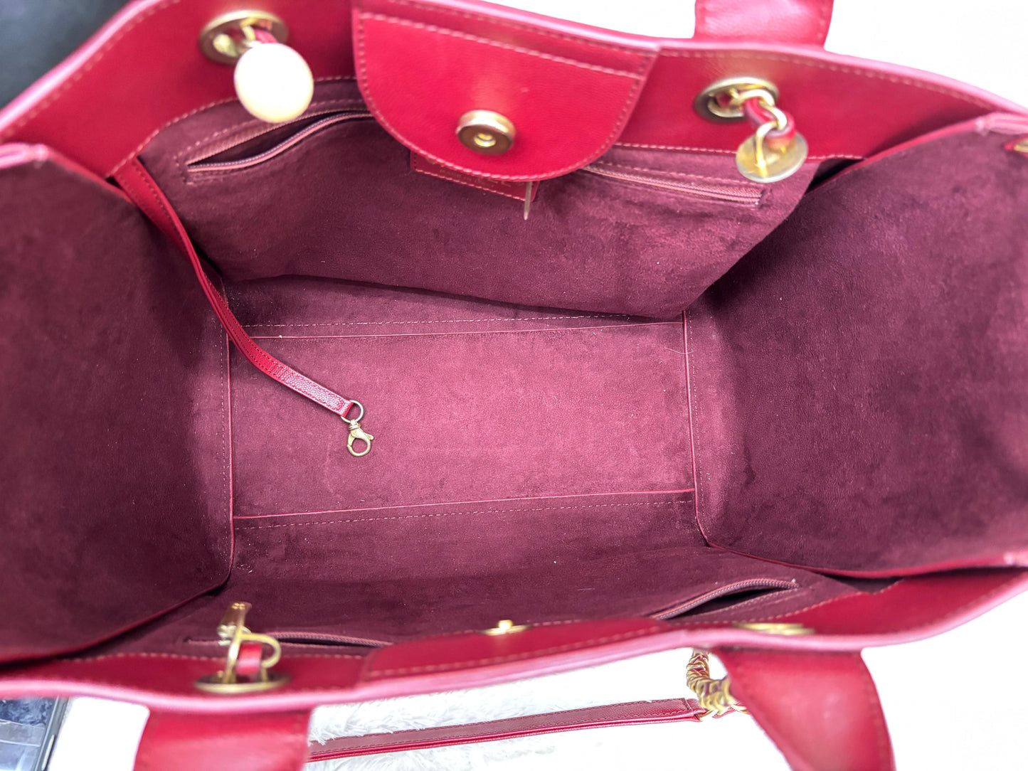 Chanel Deauville Small Caviar Studded Burgundy GHW #26