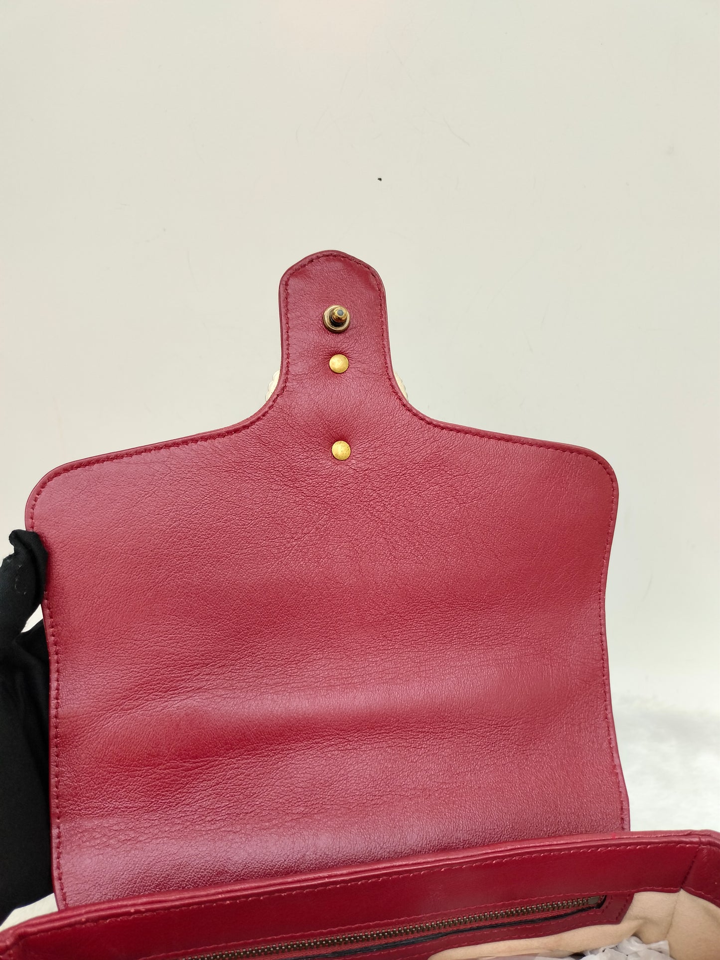 Gucci Marmont Top Handle Medium Black Red GHW