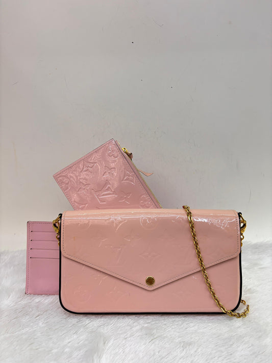 LV Felicie Monogram Vernis Rose Ballerine