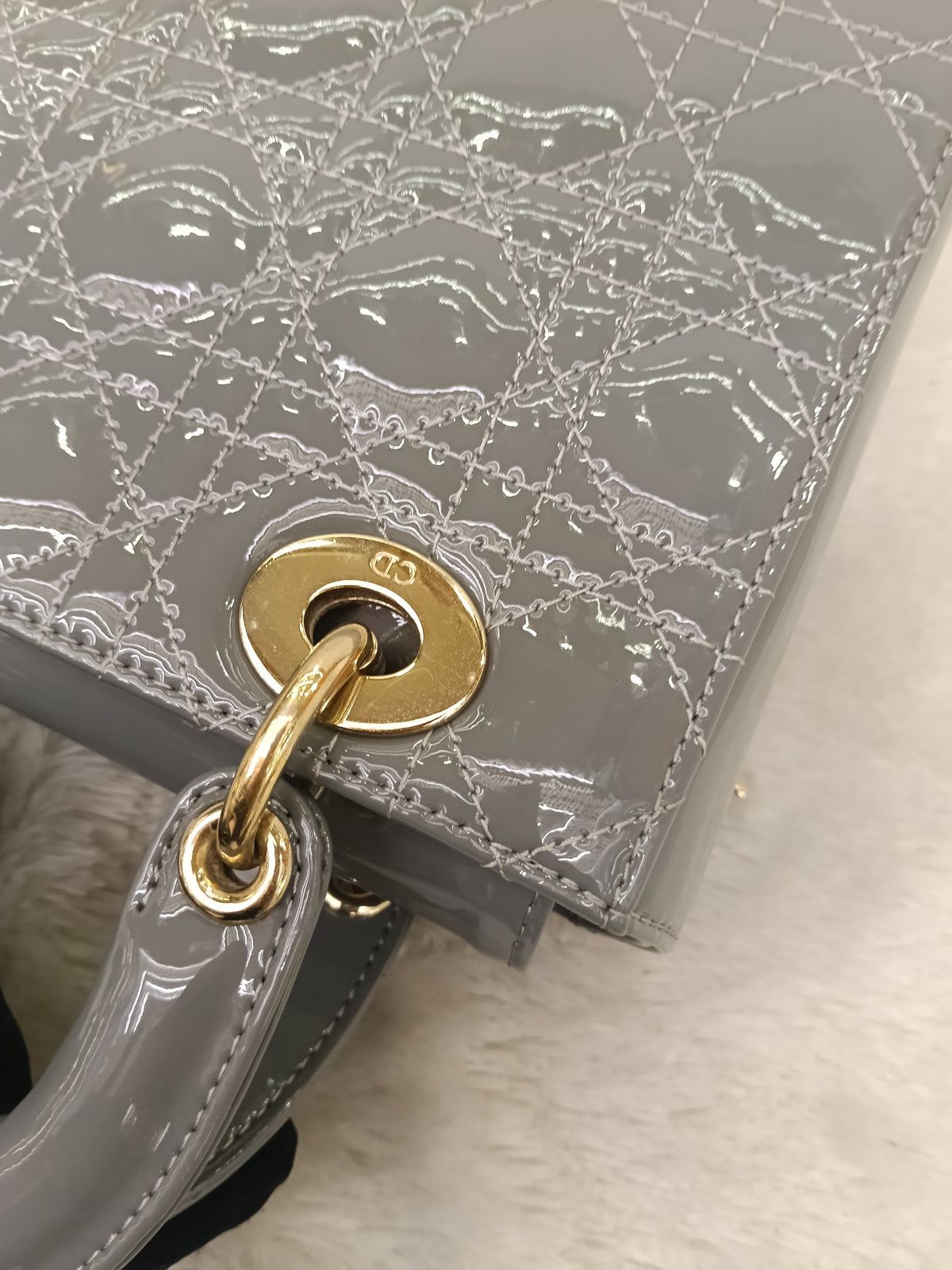 Lady Dior Small Patent Grey GHW 2021