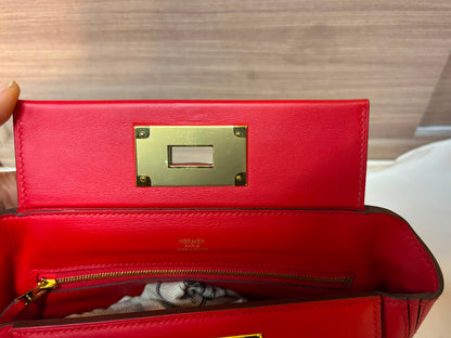 Hermes 2424 Mini Evercolour Swift Rouge De Coeur GHW #Y