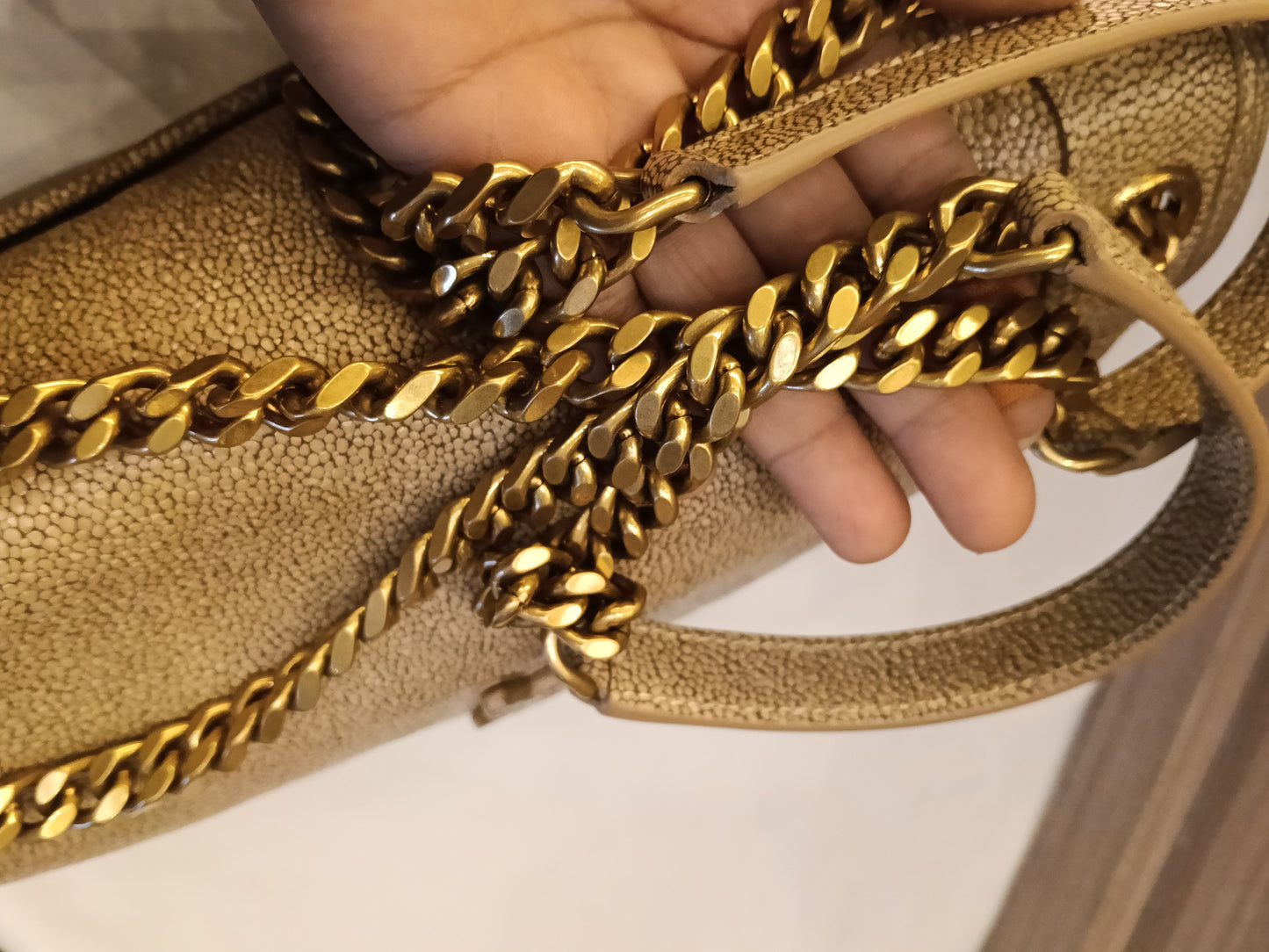 YsL Niki Medium Stingray Embossed Beige GHW 2019