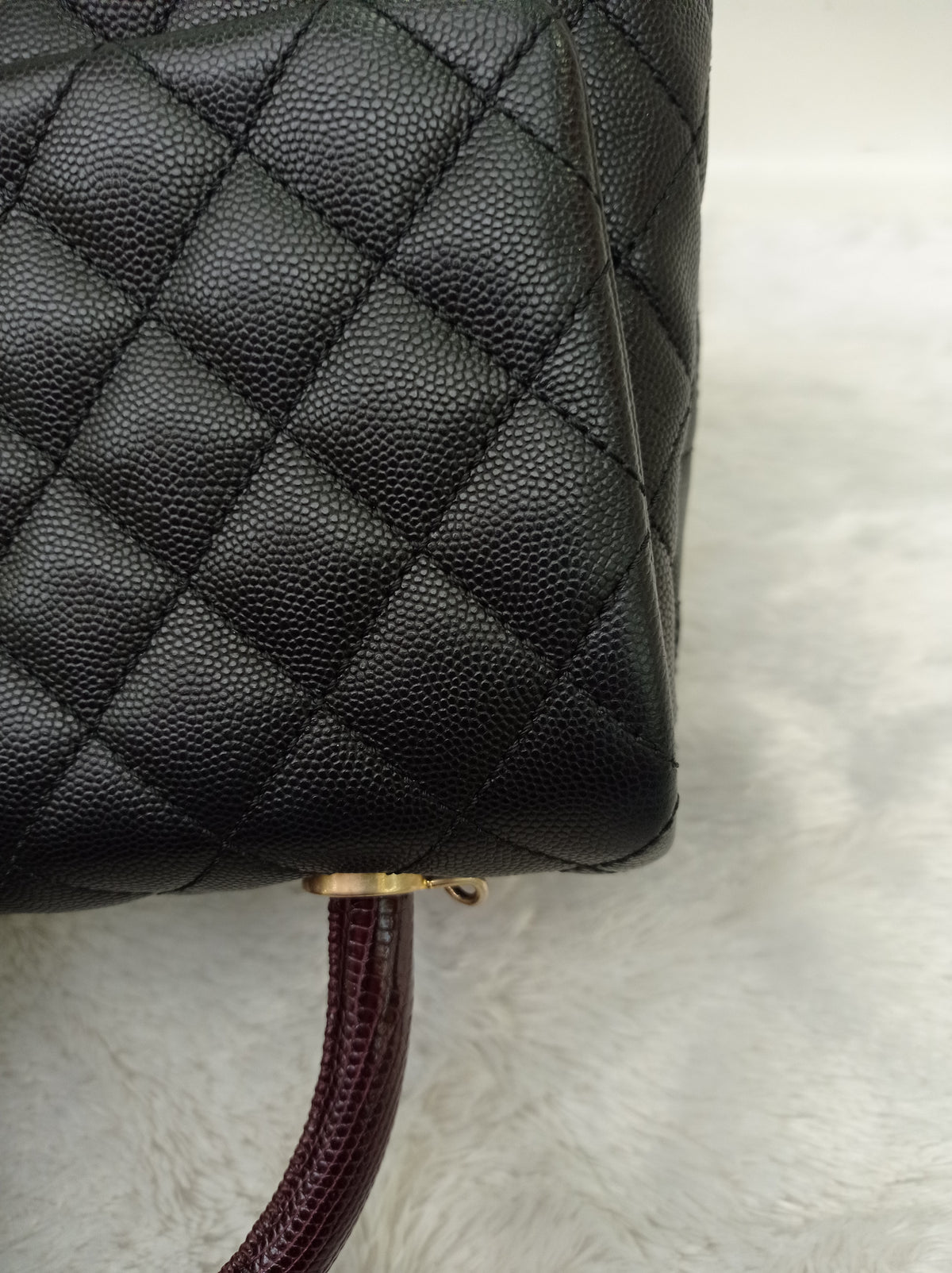 Chanel Coco Handle Medium Caviar Black Handle Lizard GHW #23