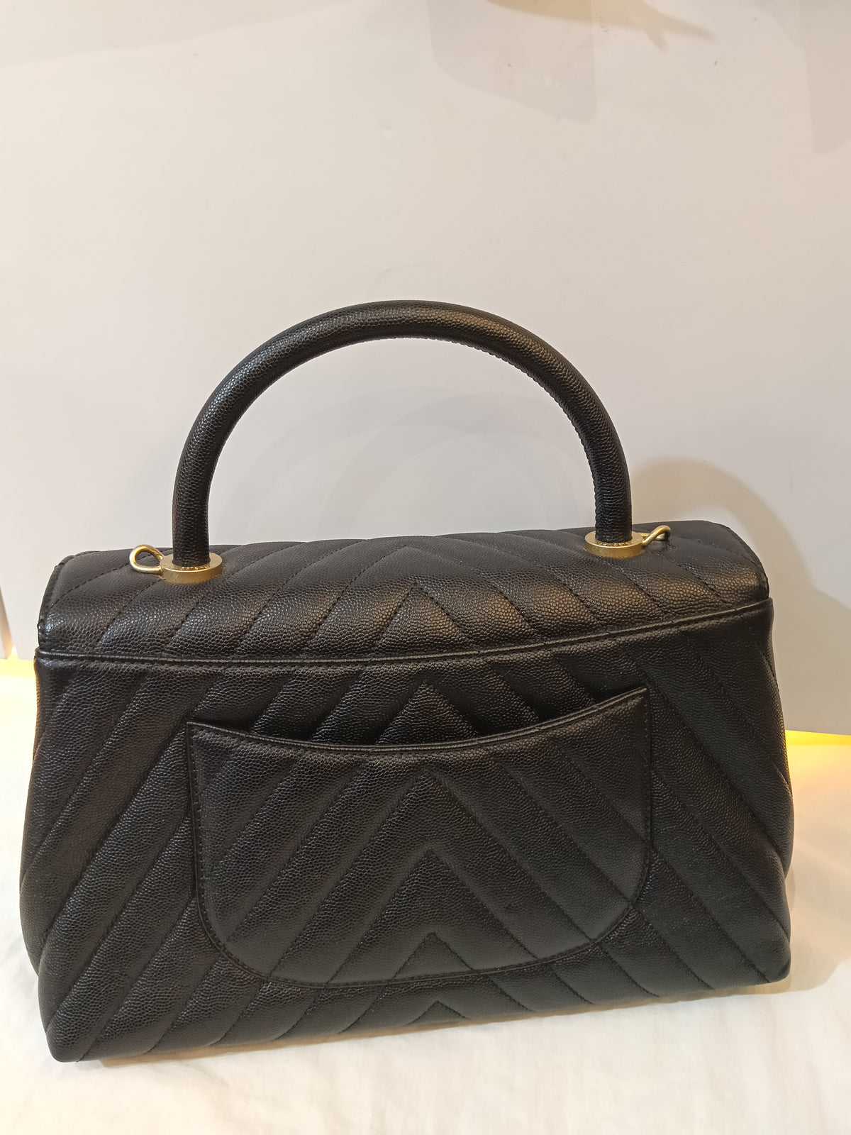 Chanel Coco Handle Medium Chevron Caviar Black GHW #26