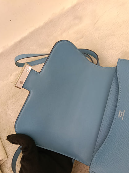 Hermes Constance 18 Epsom Bleu De Nord Rouge De Coeur Enamel PHW #Y