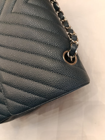 Chanel Medium Chevron Caviar Blue SHW DF #26