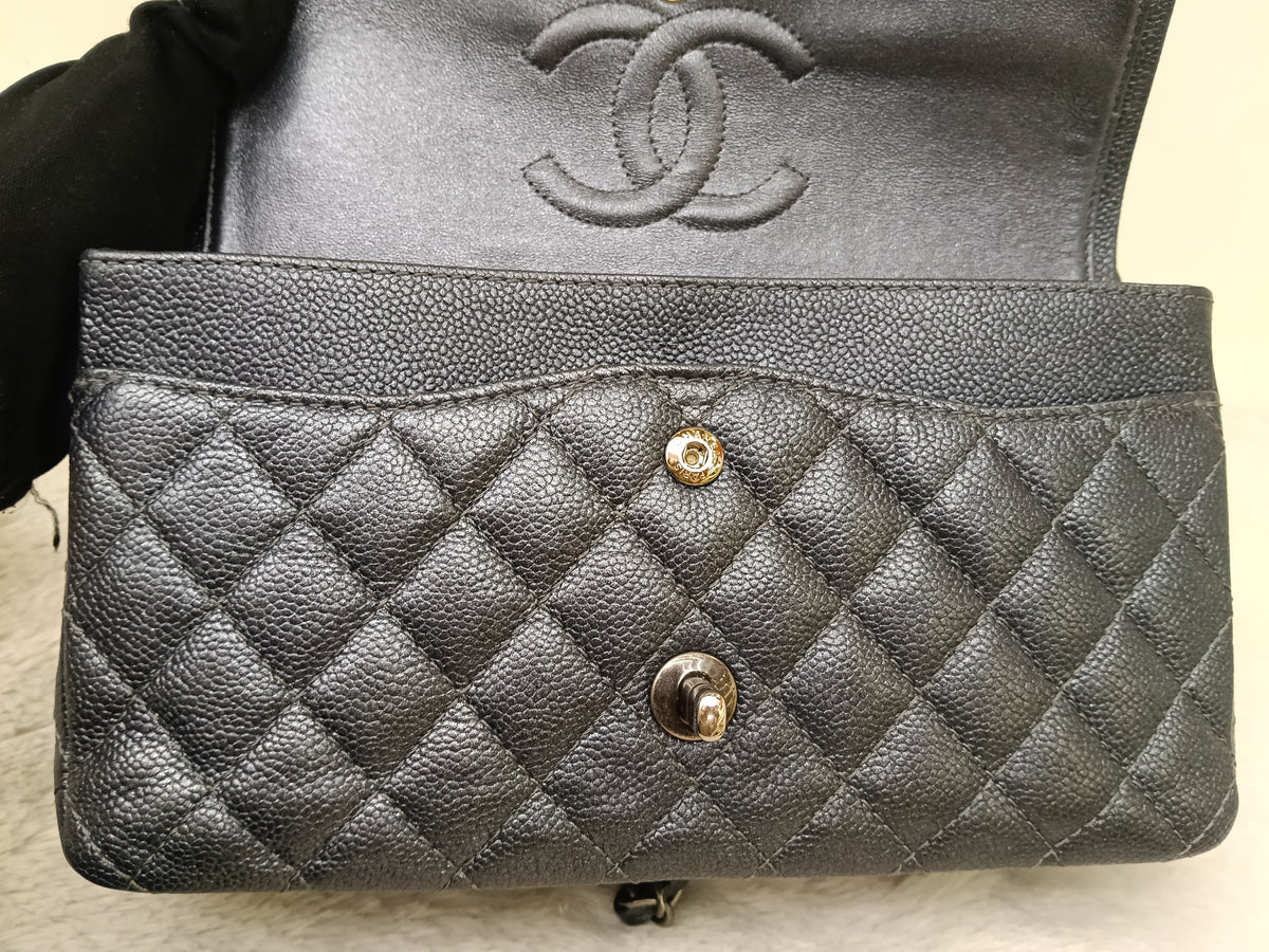 Chanel Medium Caviar Charcoal RHW DF #20