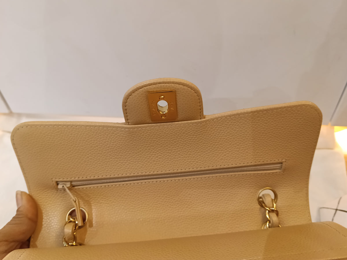 Chanel Small Caviar Beige GHW DF (CHIP)