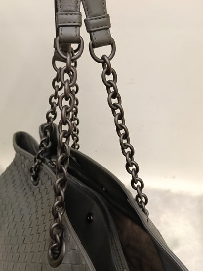 Bottega Veneta Nappa Intrecciato Chain Tote Large Grey RHW