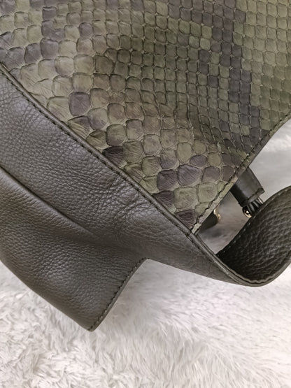 Gucci Tote Greenwich Medium Python Khaki GHW