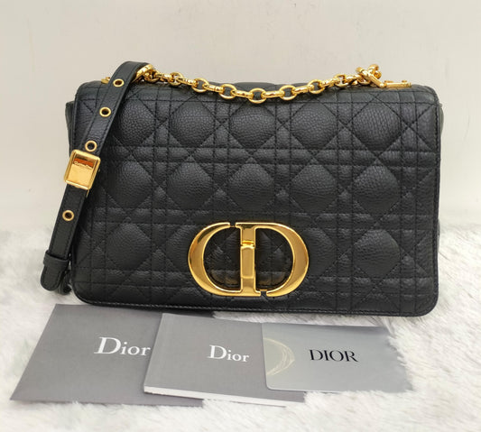 Dior Caro Medium Grained Black GHW 2022