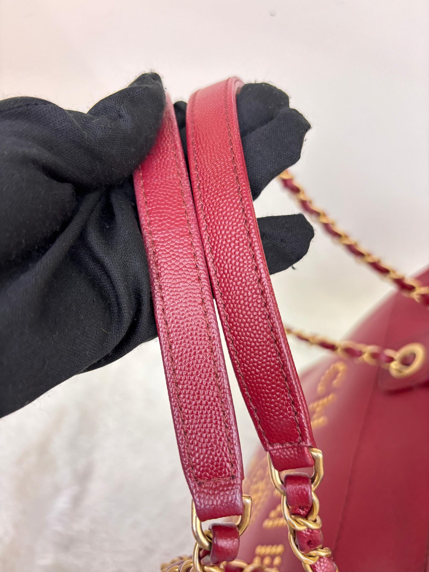 Chanel Deauville Small Caviar Studded Burgundy GHW #26